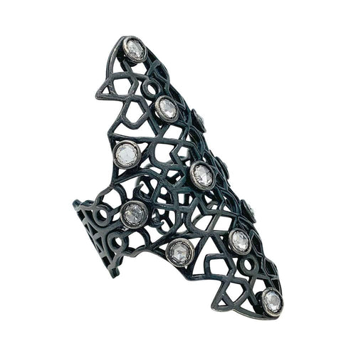 Bague 57 Bague Repossi "Maure" en or noirci et diamants. 58 Facettes 31321