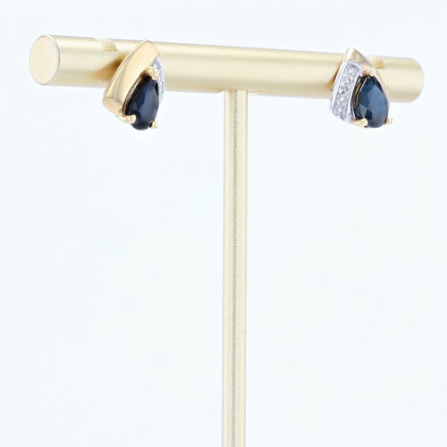 Boucles d'oreilles Puces d'oreilles or jaune saphirs d'occasion 58 Facettes CVBO7