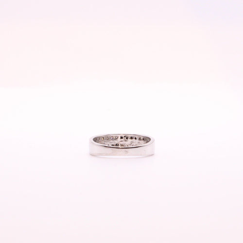 Bague Alliance Or blanc Diamants blancs et noirs 58 Facettes