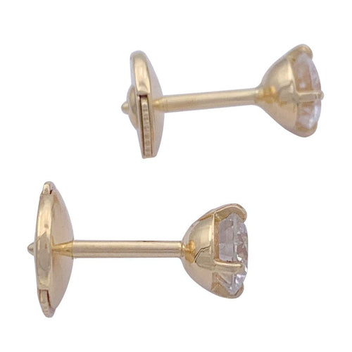 Boucles d'oreilles Puces d'oreilles en or jaune, diamants. 58 Facettes 31965