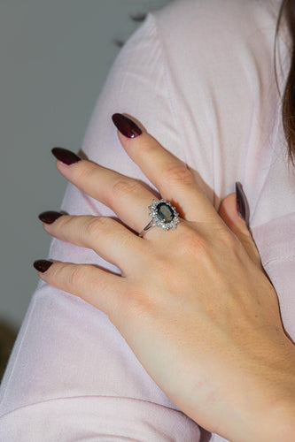 Bague 59 Bague Pompadour Or blanc Saphir 58 Facettes 2543081CN