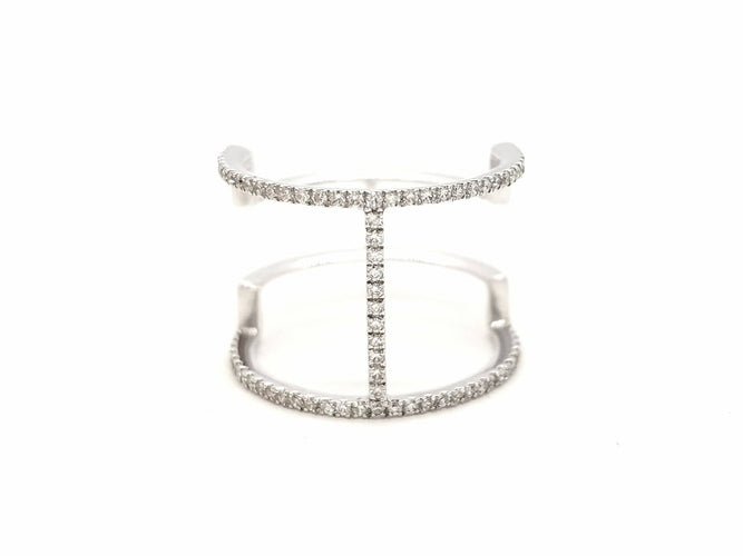 Bague 53 Bague Graphique Or blanc Diamant 58 Facettes 578789RV