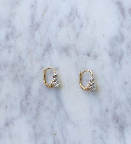 Boucles d'oreilles Dormeuses diamants anciennes 58 Facettes