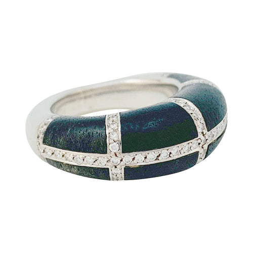 Bague 57 Bague Chaumet, modèle "Anneau", or blanc, diamants et ébène. 58 Facettes 31094