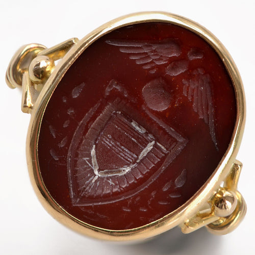 Bague 55 Bague ancienne intaille sur cornaline et or 58 Facettes 21-758