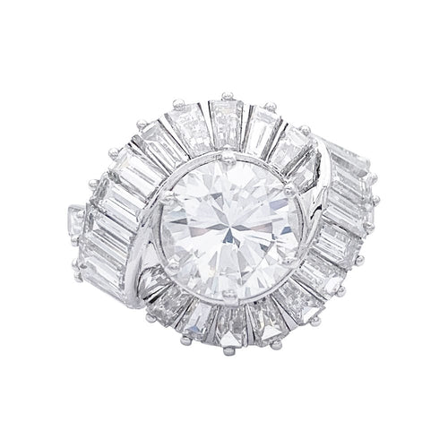 Bague 56 Bague platine diamant 2,51 ct entourage baguette. 58 Facettes 32596
