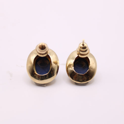 Boucles d'oreilles Boucles d’oreilles ovales en or jaune et Saphirs étoilés 58 Facettes