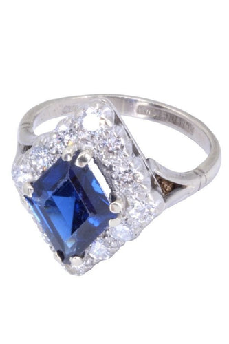 Bague BAGUE SAPHIR ET DIAMANTS ANNÉES 50' 58 Facettes 072031