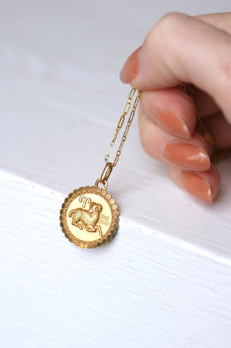 Pendentif Pendentif médaille or jaune vintage astrologique Bélier 58 Facettes