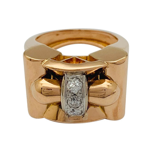 Bague 53 Bague tank or rose, blanc et diamants. 58 Facettes 31901