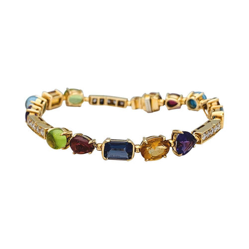 Bracelet Bracelet Bulgari, "Allegra", or jaune, diamants, pierres de couleurs. 58 Facettes 31100