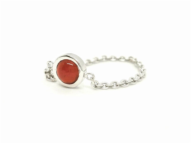 Bague 56 Bague Chaînette Or blanc Cornaline 58 Facettes 843305CD