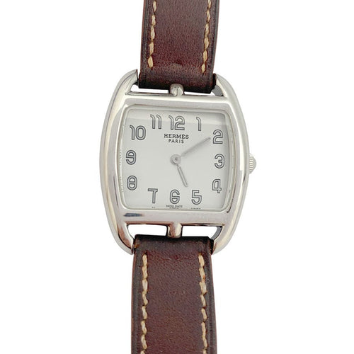 Montre Montre Hermès, "Cape Cod Tonneau", acier, cuir. 58 Facettes 31985