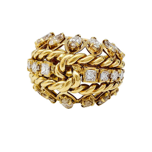 Bague 52 Bague vintage or jaune, diamants. 58 Facettes 30987