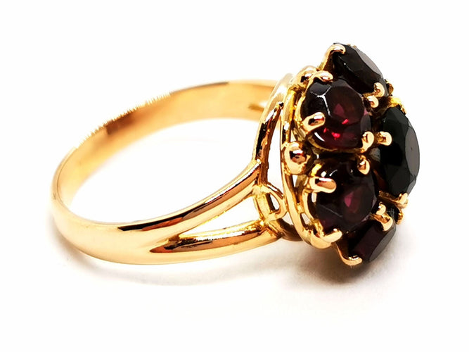 Bague 54 Bague Fleur Or jaune Grenat 58 Facettes 1628841CN