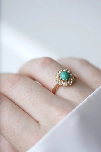 Bague Bague Marguerite turquoise & perles 58 Facettes