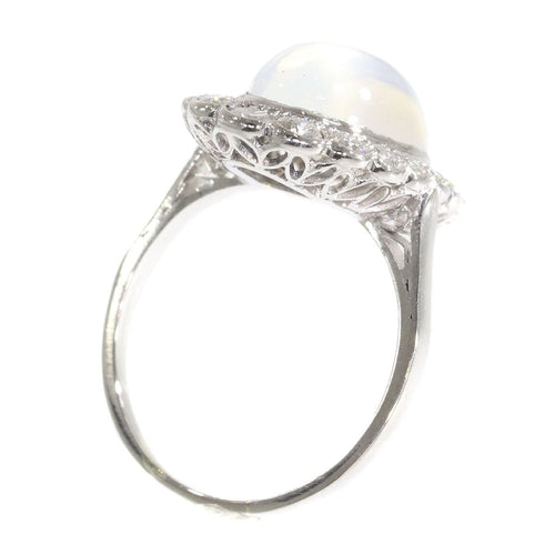 Bague 55 Bague en platine, diamant & pierre de lune 58 Facettes 19312-0202