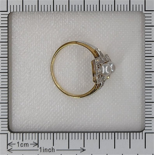 Bague 52 Bague de fiançailles diamant perle Art Déco 58 Facettes 23271-0580