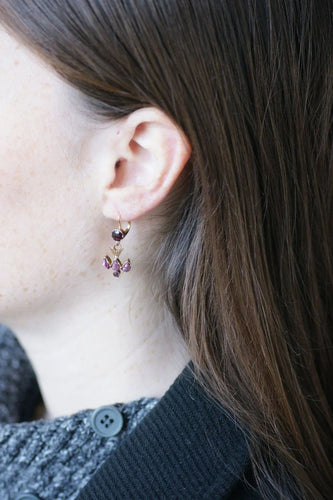 Boucles d'oreilles Boucles d'oreilles pendantes Colombes Or Grenats 58 Facettes