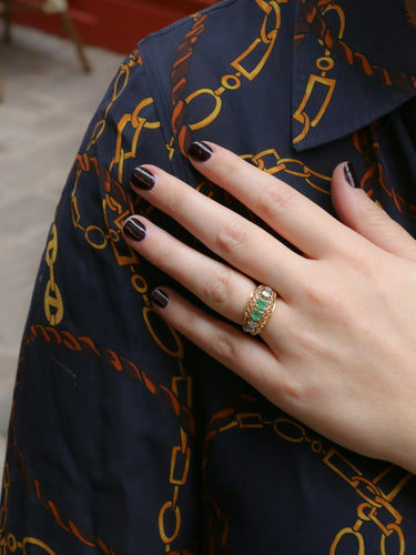 Bague Bague jarretière vintage émeraudes et diamants 58 Facettes J33