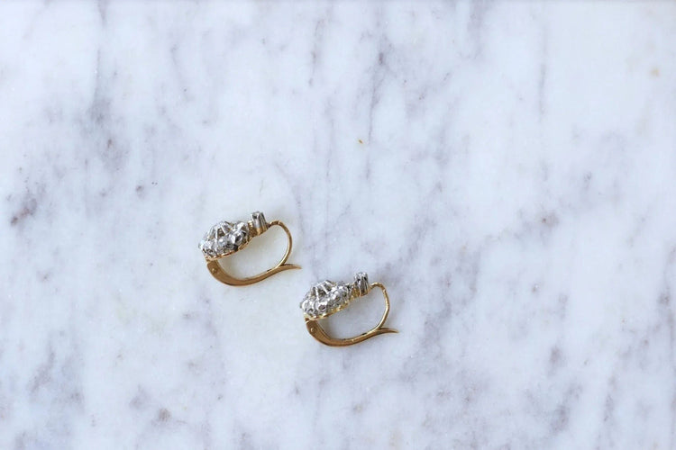 Boucles d'oreilles Boucles d'oreilles Or jaune, Platine, Diamants 58 Facettes
