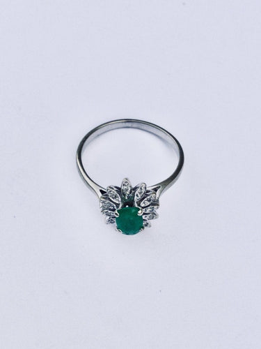 Bague 58 Bague Marguerite Emeraude Diamants 58 Facettes