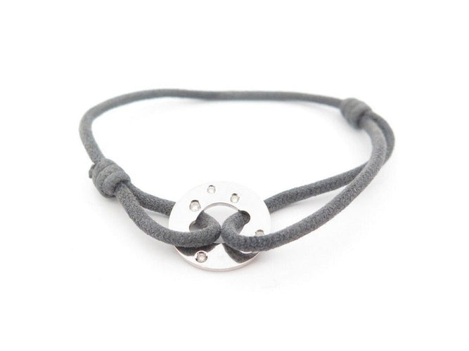 Bracelet bracelet DINH VAN cible gm en or blanc 18k diamants cordon gris 58 Facettes 239410