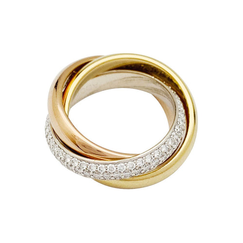 Bague 48 Bague Cartier, modèle "Trinity" 3 ors, diamants. 58 Facettes 30848