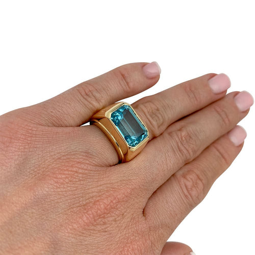 Bague 52 Bague Fred or jaune et topaze bleue. 58 Facettes 33027