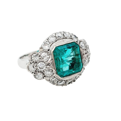 Bague 53 Bague Art Déco en platine, émeraude et diamants. 58 Facettes 30766