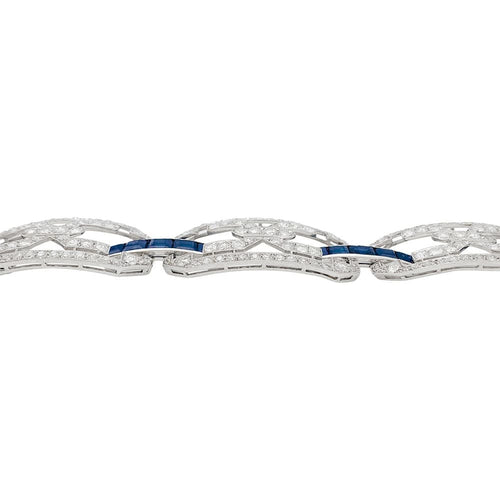 Bracelet Bracelet Art Déco en platine, diamants et saphirs. 58 Facettes 31165