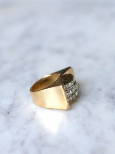 Bague Bague chevalière Tank or et diamants 58 Facettes