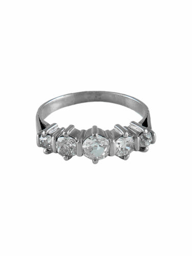 Bague Demi-alliance Or blanc Diamants 58 Facettes