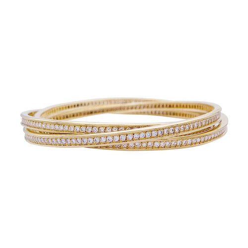 Bracelet Bracelet triple joncs or jaune, diamants. 58 Facettes 32735