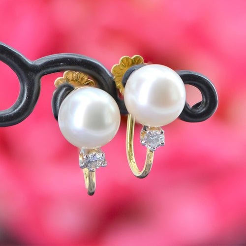 Boucles d'oreilles Boucles d'oreilles perles diamants pour oreilles non percées 58 Facettes 22-334