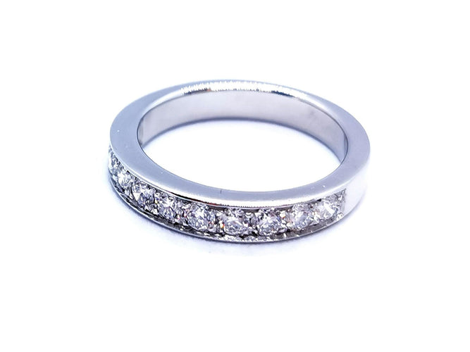 Bague 53 Bague Alliance Or blanc Diamant 58 Facettes 578771RV