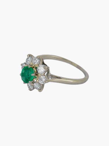 Bague Bague Marguerite diamants et émeraude 58 Facettes