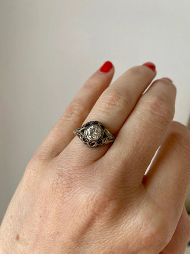 Bague 54 Bague Saphir Diamant Art Déco 58 Facettes