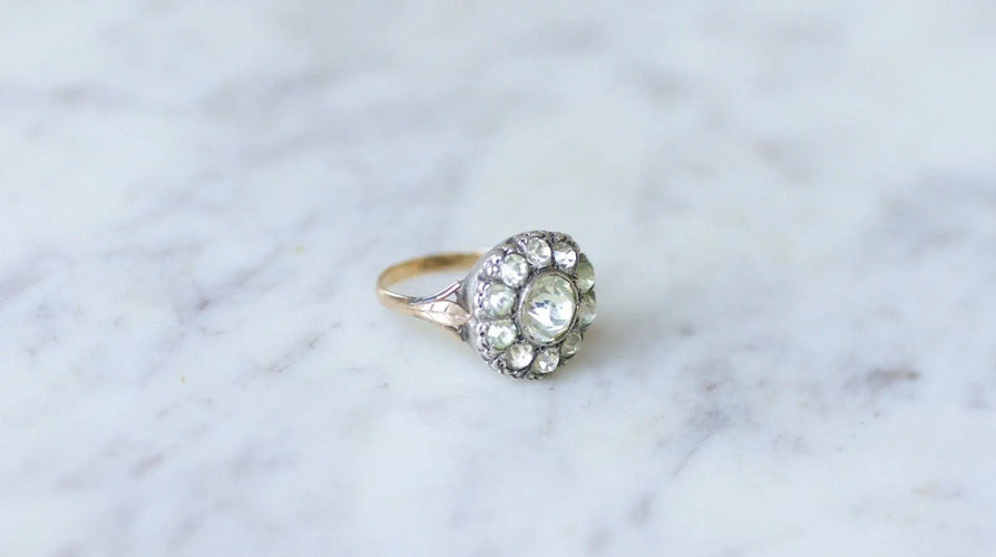 Bague Bague marguerite ancienne pierres du Rhin 58 Facettes
