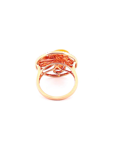 Bague Parure or rose Pierres de lune Diamants 58 Facettes