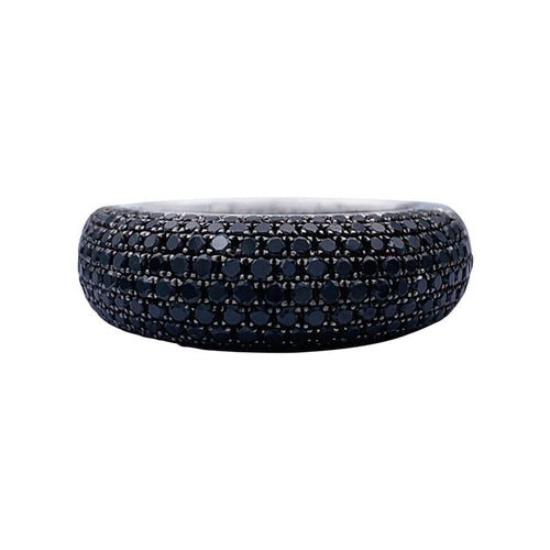 Bague 54 Bague jonc or blanc, diamants noirs. 58 Facettes 33052