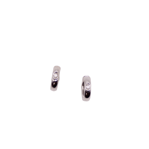Boucles d'oreilles Créoles petites en or blanc 18k et diamants 58 Facettes