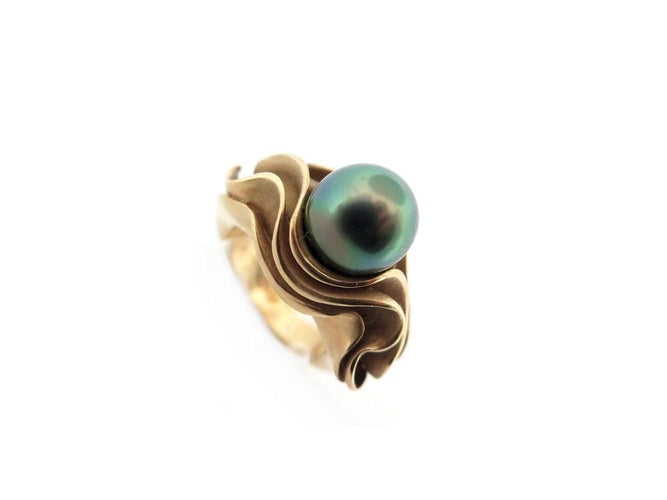 Bague 54 bague perle noire 10mm or jaune 18k 21gr taille 54 black pl 58 Facettes 253779