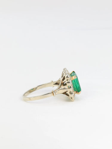 Bague Bague marguerite émeraude, diamants 58 Facettes 381