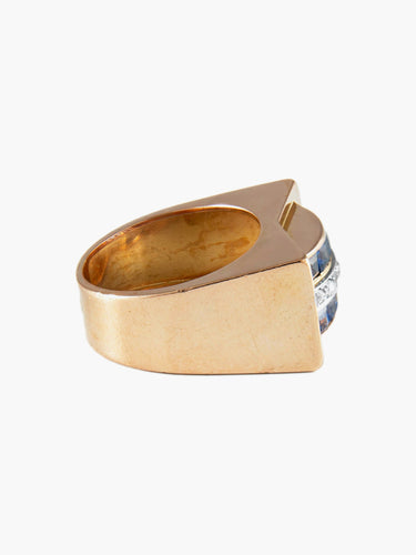 Bague Bague " Tank " Or Rose et Platine 58 Facettes