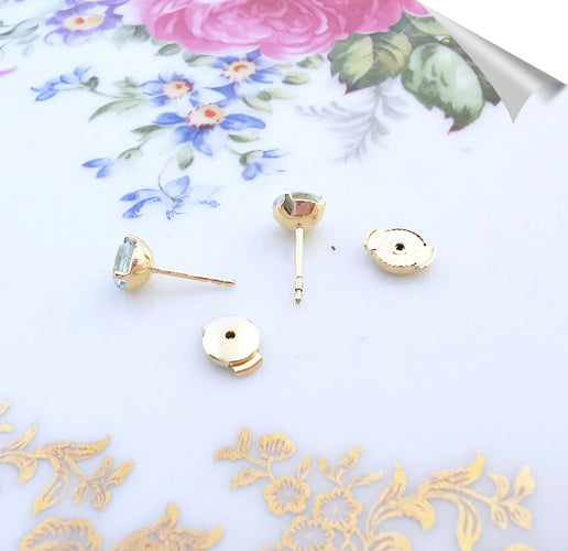 Boucles d'oreilles Boucles d'oreilles puces Aigue-marine 58 Facettes AA 1528