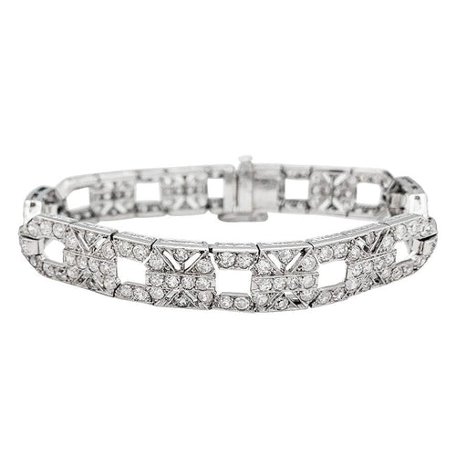 Bracelet Bracelet Art Déco en platine, or blanc et diamants. 58 Facettes 30956