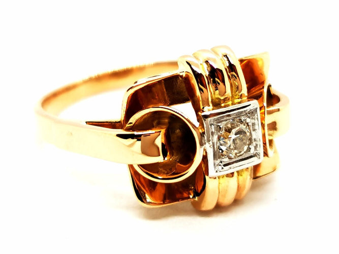 Bague 50 Bague Art déco Or jaune Diamant 58 Facettes 1732355CN