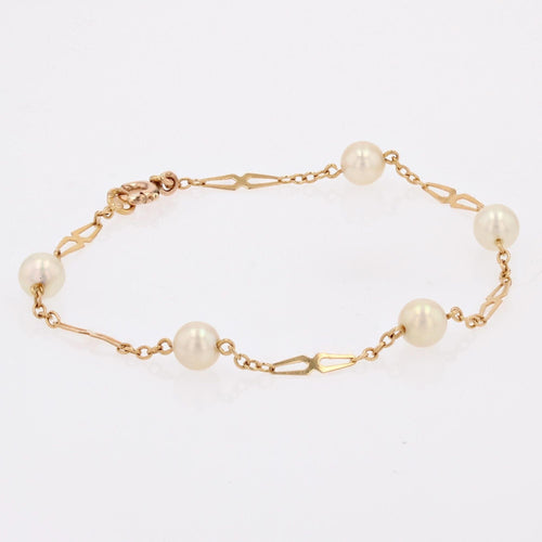 Bracelet Bracelet or jaune et perles de culture 58 Facettes CVBR27