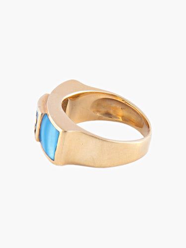 Bague Bague Or Jaune Email saphirs 58 Facettes